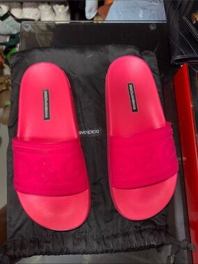 Dolce & Gabbana Hot Pink D&G Slide Sandals